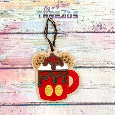 DIGITAL DOWNLOAD Applique Mouse Hot Chocolate Bookmark Ornament Gift Tag