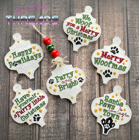 DIGITAL DOWNLOAD Happy Pawlidays Dog Ornament Bookmark Gift Tag 6 Designs