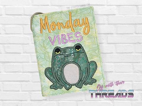 DIGITAL DOWNLOAD Applique Monday Vibes Grumpy Frog A6 Notebook Cover