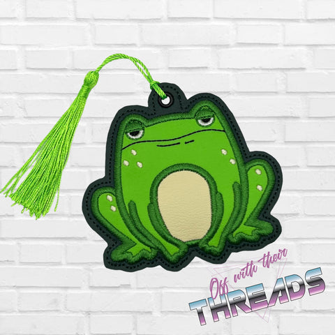 DIGITAL DOWNLOAD Applique Grumpy Frog Bookmark Ornament Gift Tag