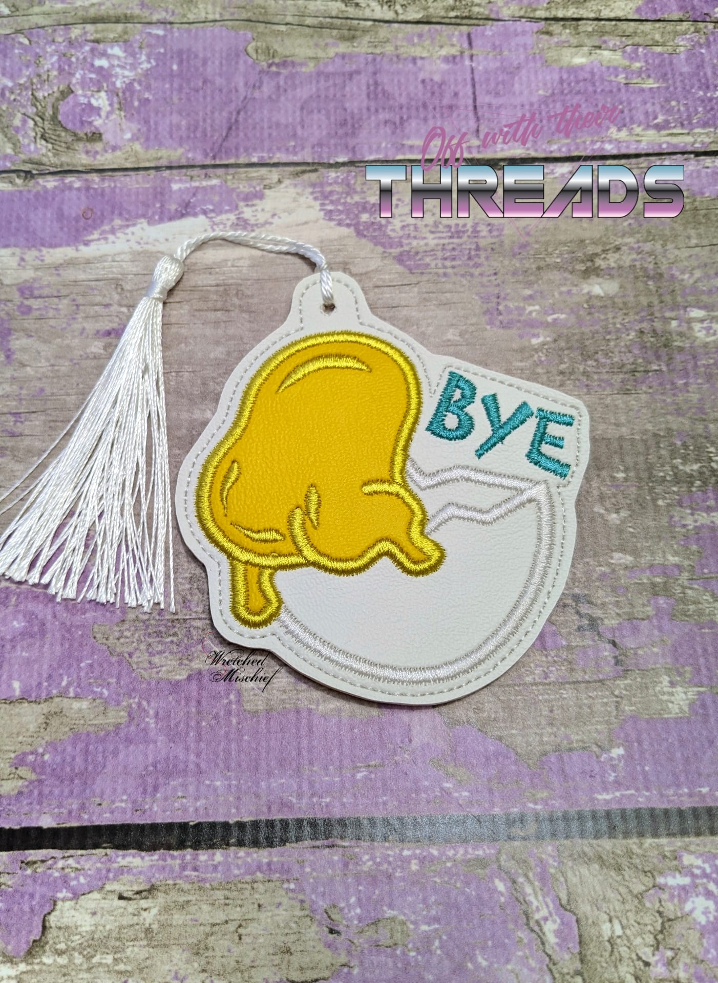 DIGITAL DOWNLOAD Applique Bye Bookmark Ornament Gift Tag
