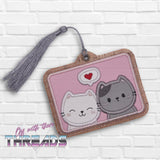 DIGITAL DOWNLOAD Applique Heart Kitties Bookmark Ornament Gift Tag