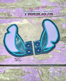 DIGITAL DOWNLOAD Applique Blue Alien Ears Shoe Wings Boot SATIN AND BEAN STITCH EYELET OPTIONS INCLUDED