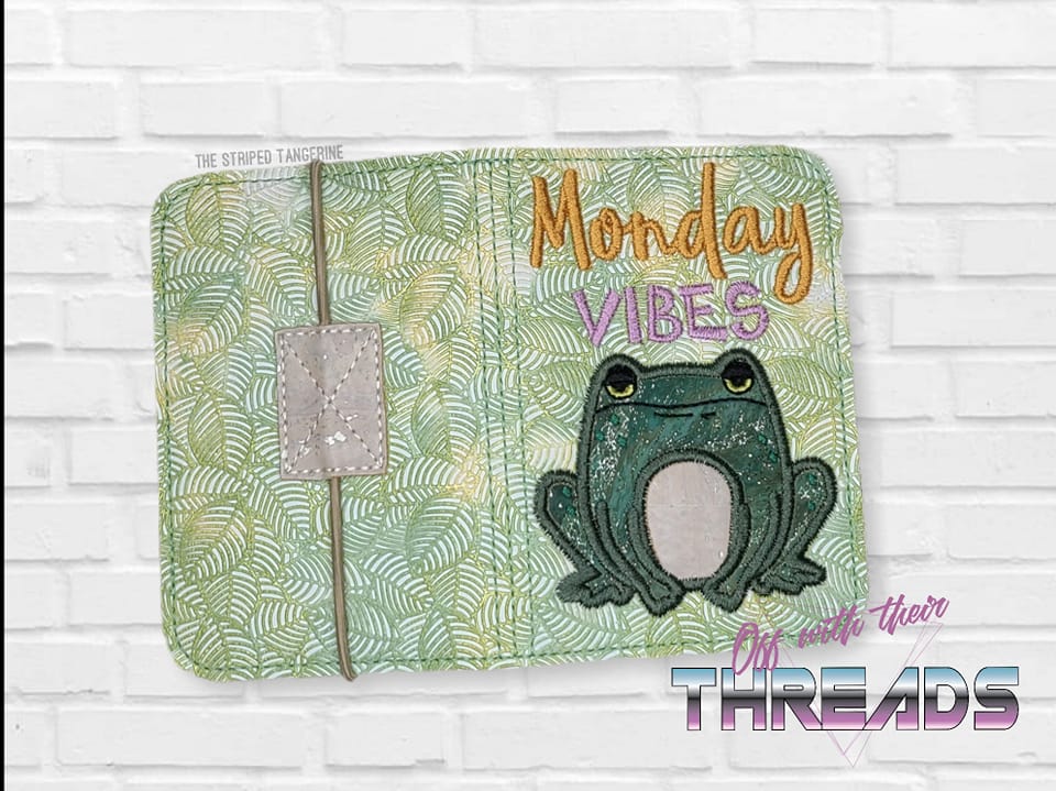 DIGITAL DOWNLOAD Applique Monday Vibes Grumpy Frog Mini Composition Notebook Cover