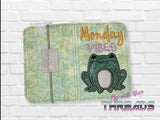 DIGITAL DOWNLOAD Applique Monday Vibes Grumpy Frog Mini Composition Notebook Cover