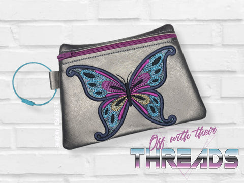 DIGITAL DOWNLOAD Applique Butterfly Clutch Zipper Bag Lined and Unlined