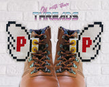 DIGITAL DOWNLOAD 8 Bit P Wings Shoe Boot SATIN AND BEAN STITCH EYELET OPTIONS INCLUDED