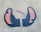 DIGITAL DOWNLOAD Applique Blue Alien Ears Shoe Wings Boot SATIN AND BEAN STITCH EYELET OPTIONS INCLUDED