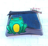 DIGITAL DOWNLOAD Applique Grumpy Frog Clutch Zipper Bag Lined and Unlined