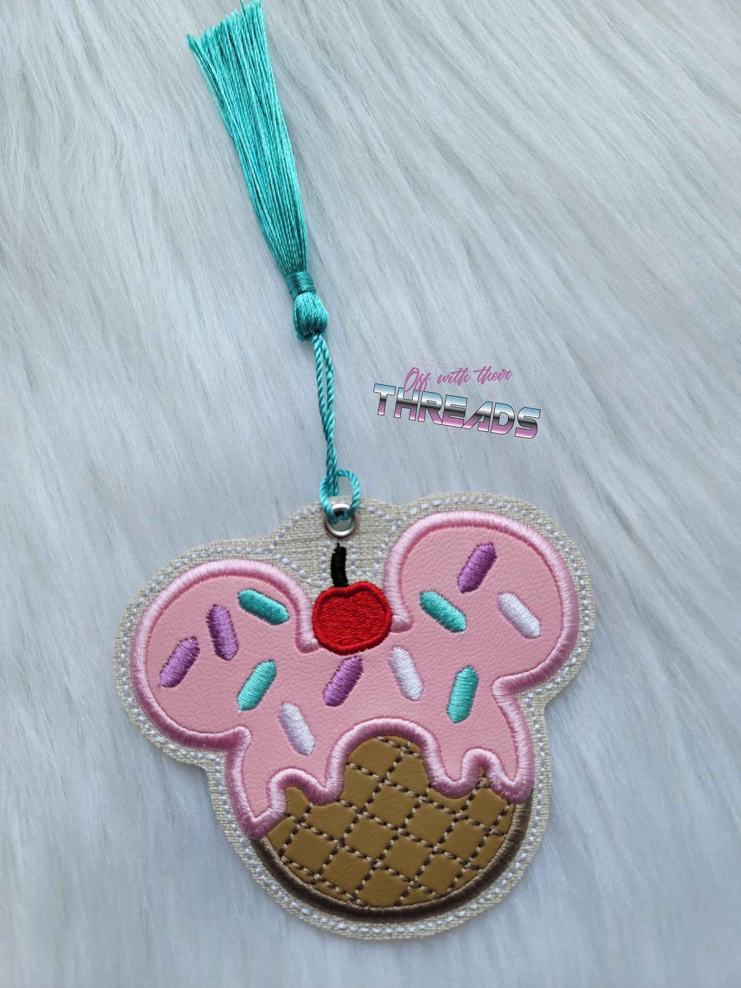 DIGITAL DOWNLOAD Applique Mouse Ice Cream Ornament Bookmark Gift Tag