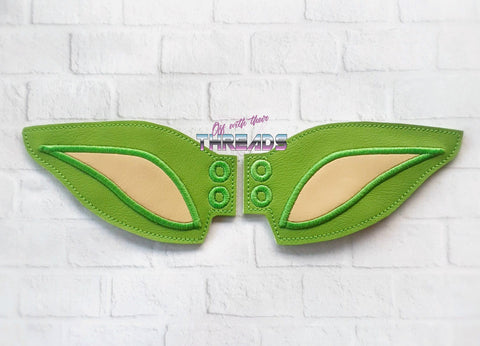 DIGITAL DOWNLOAD Applique Green Alien Ears Shoe Boot SATIN AND BEAN STITCH EYELET OPTIONS INCLUDED