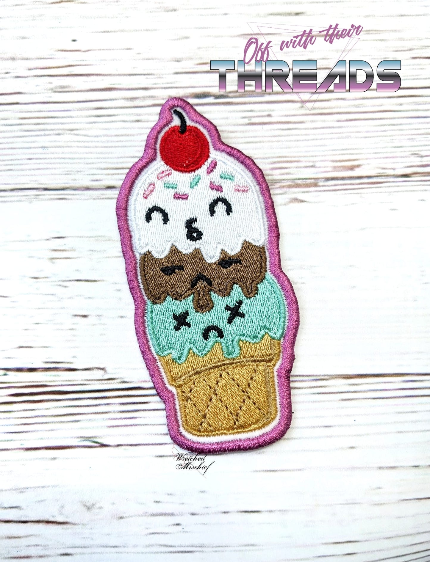 DIGITAL DOWNLOAD Ice Cream Trio Patch 3 SIZES INCLUDED