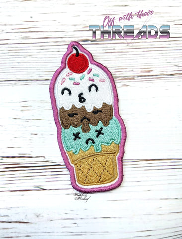 DIGITAL DOWNLOAD Ice Cream Trio Patch 3 SIZES INCLUDED