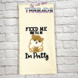 DIGITAL DOWNLOAD Applique Feed Me and Tell Me I'm Cute Pretty Hamster 3 SIZES 2 VERSIONS INCLUDED