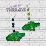 DIGITAL DOWNLOAD Alligator Bookmark Ornament Gift Tag Mardi Gras 2 VERSIONS INCLUDED