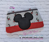DIGITAL DOWNLOAD Applique Mouse Clutch Zipper Bag Lined and Unlined