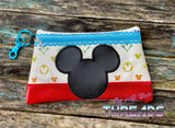 DIGITAL DOWNLOAD Applique Mouse Clutch Zipper Bag Lined and Unlined