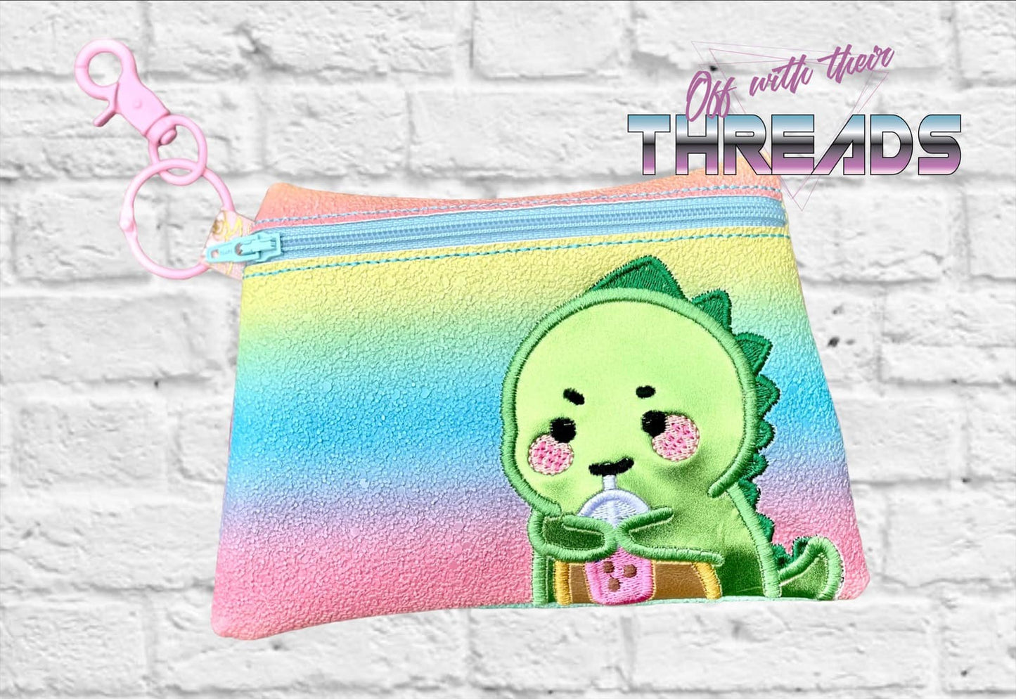 DIGITAL DOWNLOAD Applique Bobasaur Clutch Applique Zipper Bag Lined and Unlined