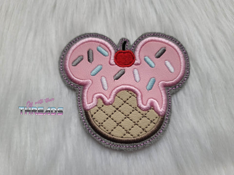 DIGITAL DOWNLOAD Applique Mouse Ice Cream Coaster