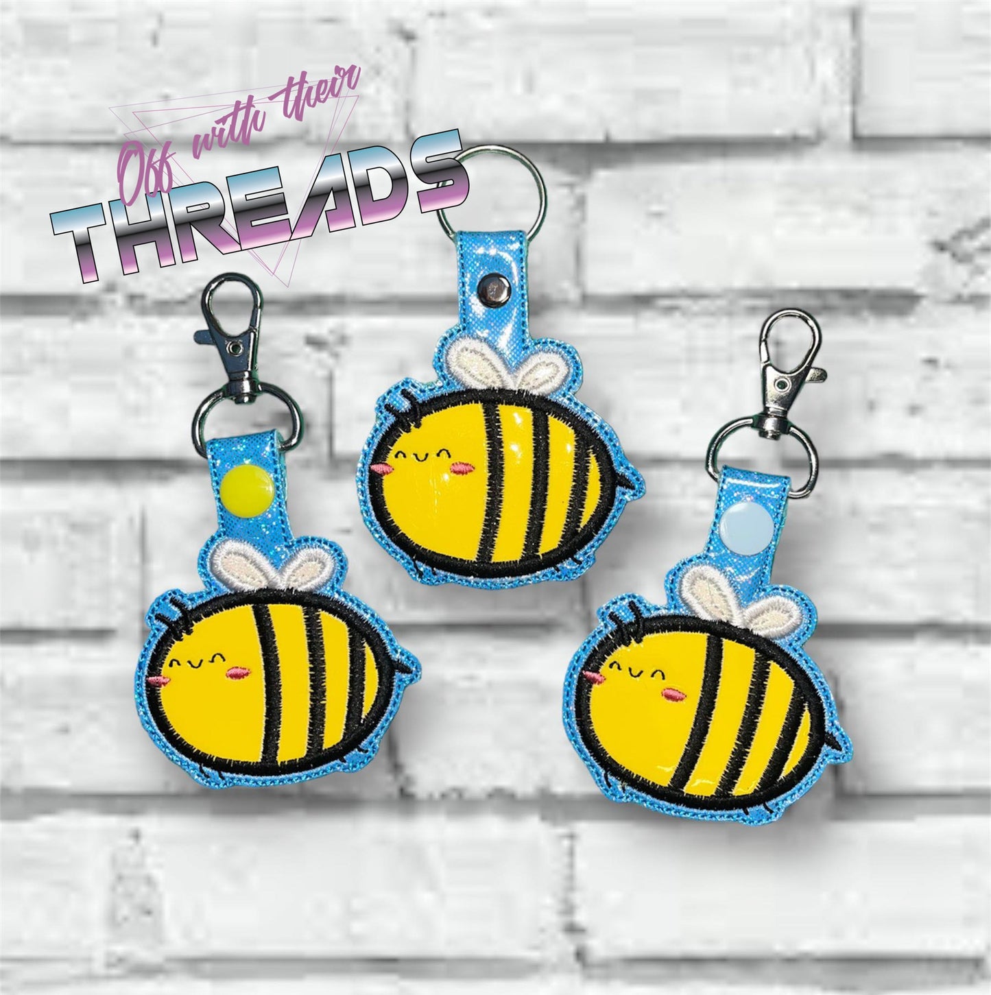 DIGITAL DOWNLOAD Applique Bee Key Chain Snap Tab