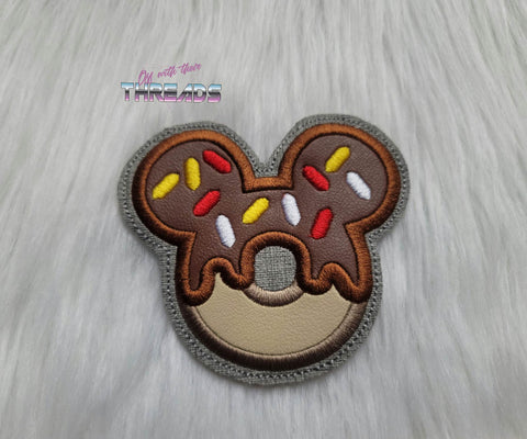 DIGITAL DOWNLOAD Applique Mouse Donut Coaster