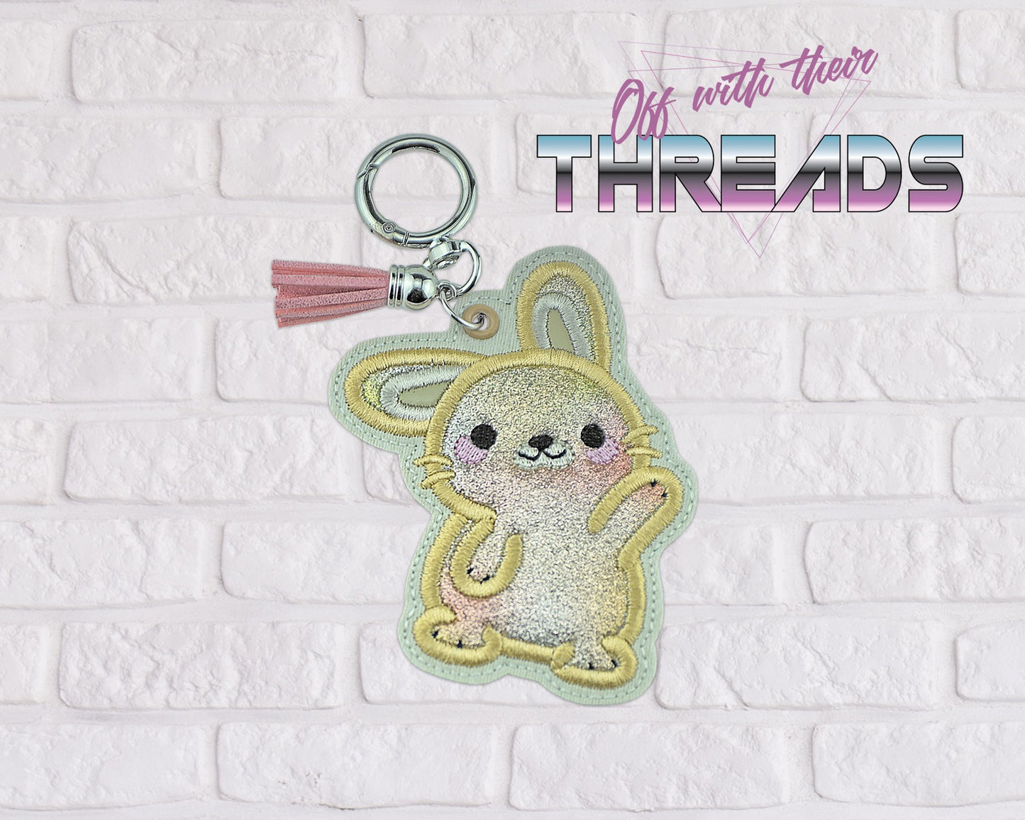 DIGITAL DOWNLOAD Applique Floofy Bunny Bookmark Ornament Gift Tag