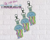 DIGITAL DOWNLOAD Applique Jellyfish Snap Tab Key Chain