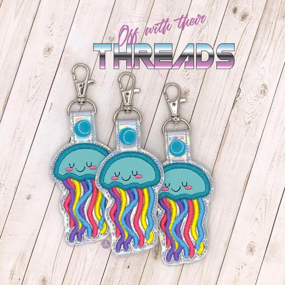 DIGITAL DOWNLOAD Applique Jellyfish Snap Tab Key Chain – Off With Their ...