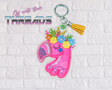 DIGITAL DOWNLOAD Applique Floral Flamingo Bookmark Ornament Gift Tag