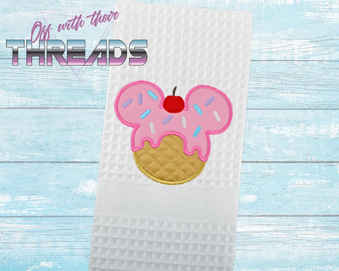 DIGITAL DOWNLOAD  Mouse Ice Cream Applique Design 5 SIZES INCLUDED