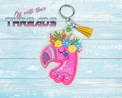 DIGITAL DOWNLOAD Applique Floral Flamingo Bookmark Ornament Gift Tag