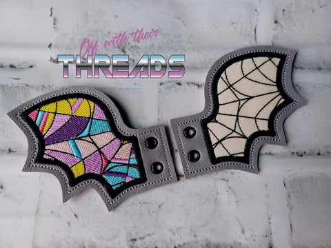 DIGITAL DOWNLOAD Stained Glass Bat Wings Shoe Boot SATIN AND BEAN STITCH EYELET OPTIONS INCLUDED