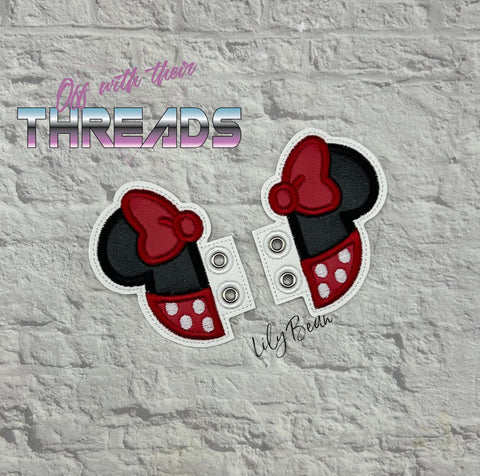 DIGITAL DOWNLOAD Applique Mouse Ears Shoe Boot SATIN AND BEAN STITCH EYELET OPTIONS INCLUDED