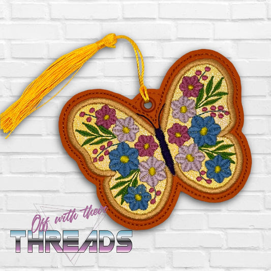 DIGITAL DOWNLOAD Applique Floral Butterfly Bookmark Ornament Gift Tag