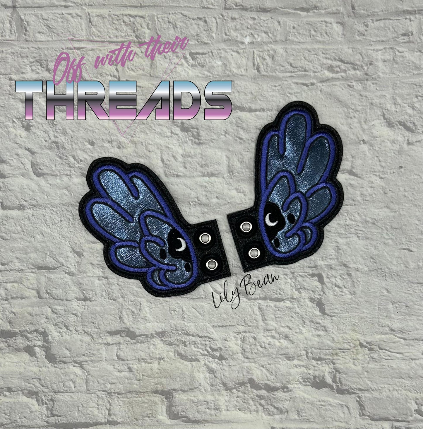DIGITAL DOWNLOAD Applique Moon Horse Shoe Boot Wings SATIN AND BEAN STITCH EYELET OPTIONS INCLUDED