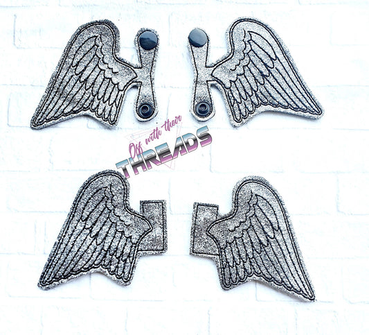 DIGITAL DOWNLOAD Raven Angel Wing Velcro Shoe Boot SNAP AND SLIDER OPTIONS INCLUDED