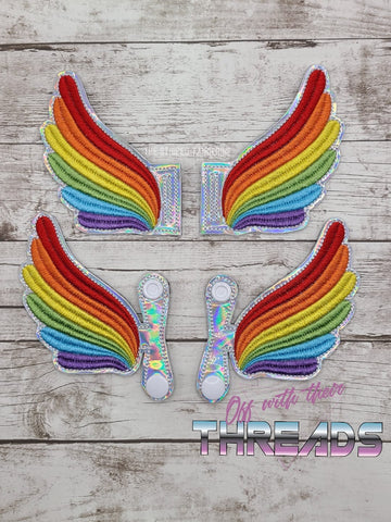 DIGITAL DOWNLOAD Rainbow Velcro Shoe Boot Wings SNAP AND SLIDER OPTIONS INCLUDED