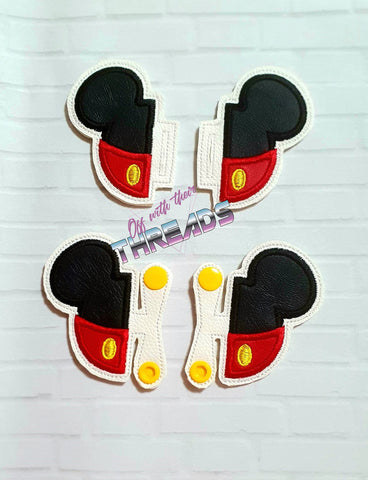 DIGITAL DOWNLOAD Applique Mouse Ears Velcro Shoe Boot SNAP AND SLIDER OPTIONS INCLUDED