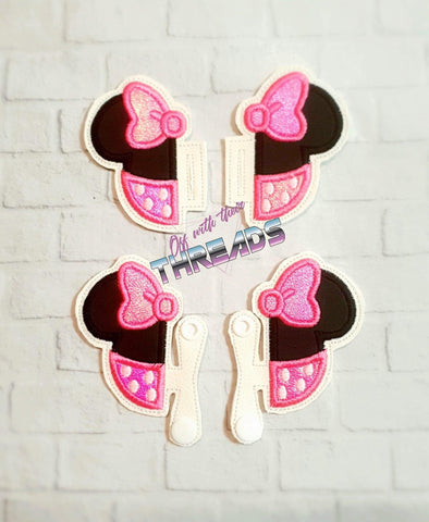 DIGITAL DOWNLOAD Applique Girl Mouse Ears Velcro Shoe Boot SNAP AND SLIDER OPTIONS INCLUDED