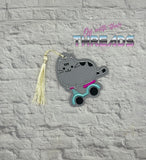 DIGITAL DOWNLOAD Scooter Kitty Bookmark Ornament Gift Tag