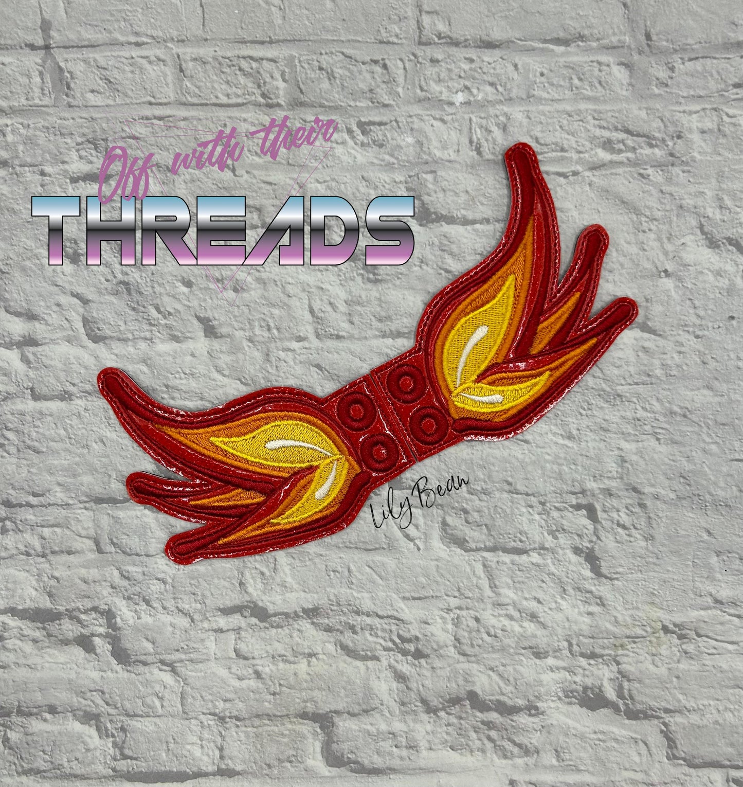 DIGITAL DOWNLOAD Fire Bird Shoe Boot Wings SATIN AND BEAN STITCH EYELET OPTIONS INCLUDED