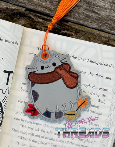 DIGITAL DOWNLOAD Fall Leaves Kitty Bookmark Ornament Gift Tag