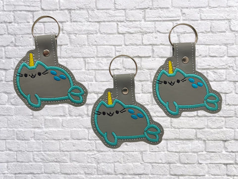 DIGITAL DOWNLOAD Narwhal Kitty Snap Tab Key Chain