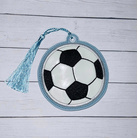 DIGITAL DOWNLOAD Applique Soccer Ball Bookmark Ornament Gift Tag