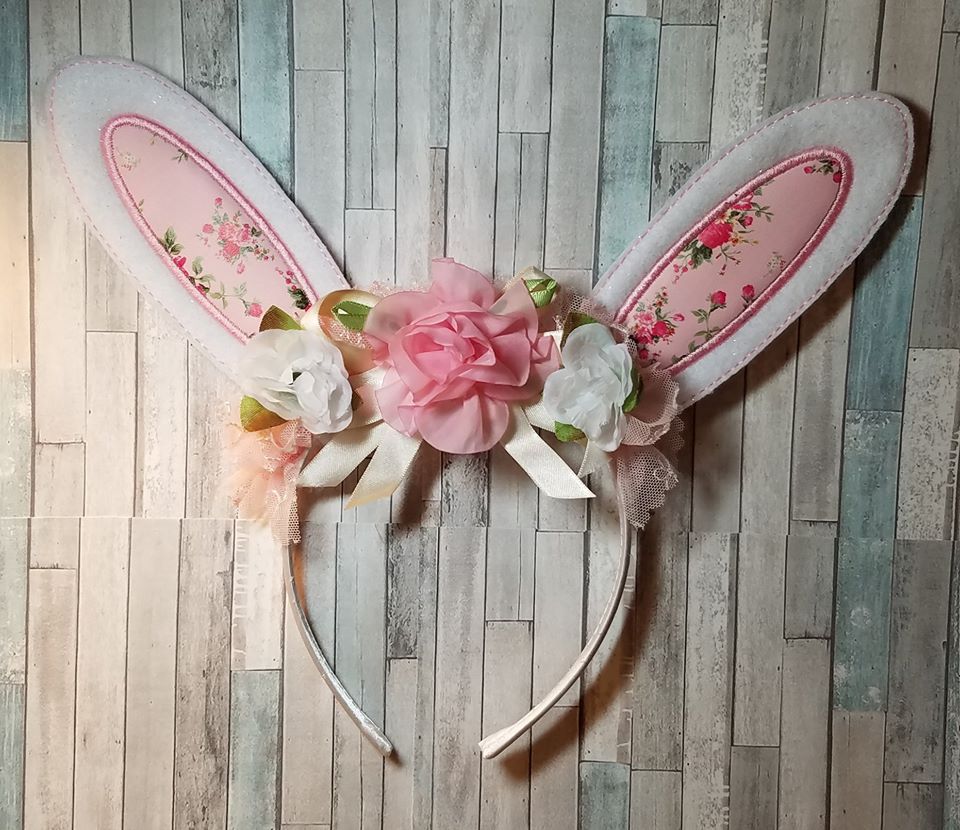 5x6 DIGITAL DOWNLOAD ITH Applique Easter Bunny Rabbit Ears Headband Slider
