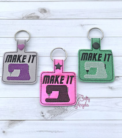 4x4 DIGITAL DOWNLOAD Make It Sew Key Chain Snap Tab ITH