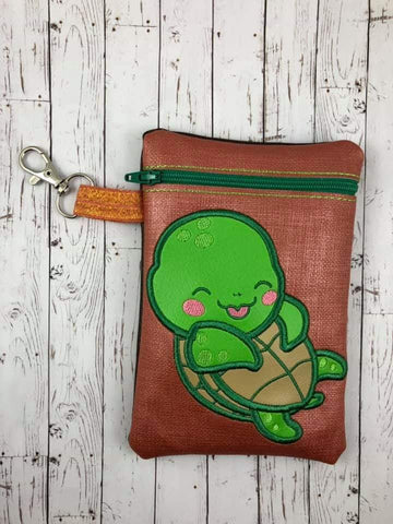 DIGITAL DOWNLOAD ITH Applique Sea Turtle Zipper Bag Lined and Unlined