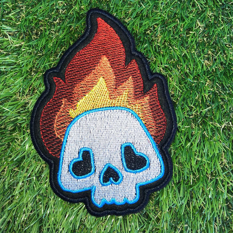 DIGITAL DOWNLOAD Skull In Flames Patch 3 Sizes Included