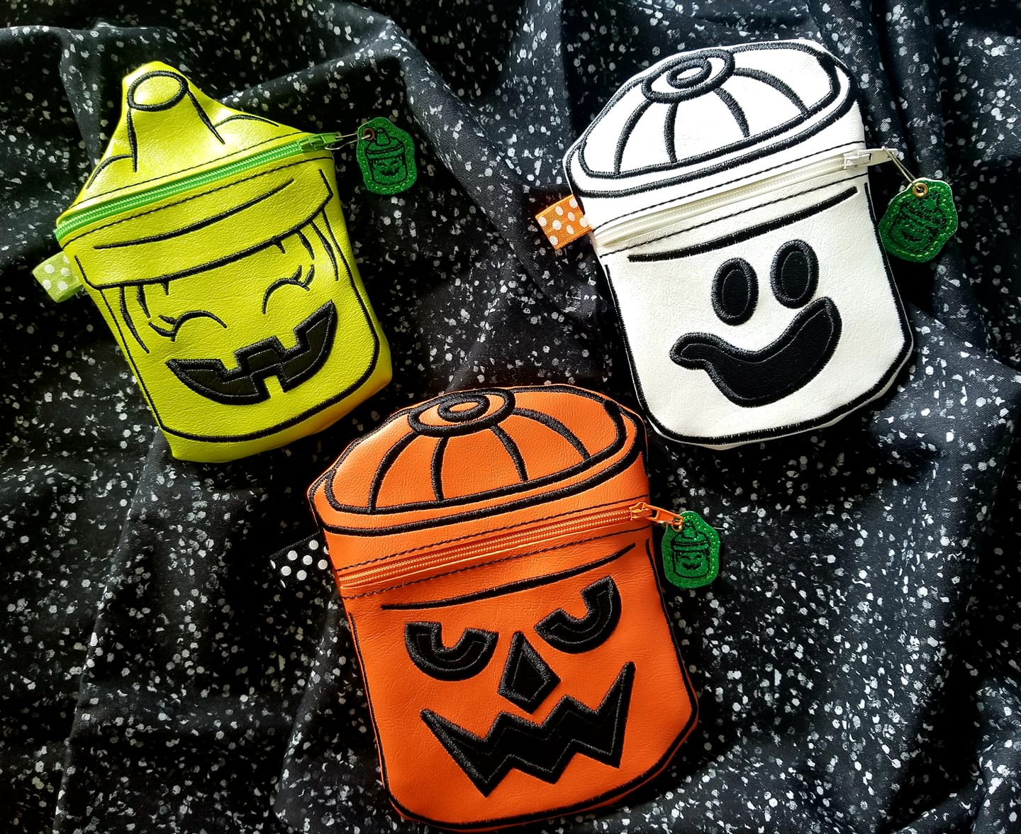 DIGITAL DOWNLOAD 5x7 Applique Boo Bucket Zipper Bag Set 3 Designs