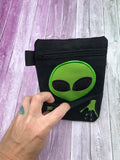 DIGITAL DOWNLOAD ITH Applique Alien Peeker Zipper Bag With Front Pocket